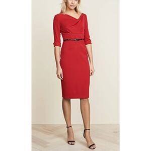 Black Halo Jackie O Three-quarter Sleeve Sheath Dress In Red  Women’s Size 4